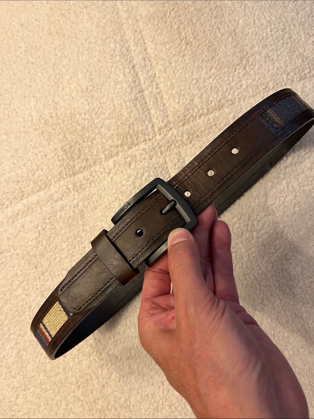 Columbia Men’s Brown Leather Belt with Textile Accent